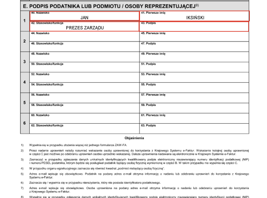 Instrukcja wypełnienia ZAW-FA